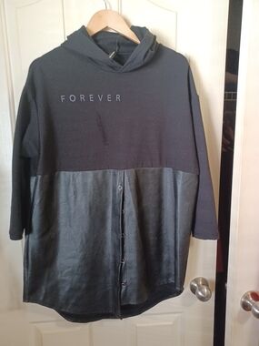 Forever Black Mixed-Media Hoodie